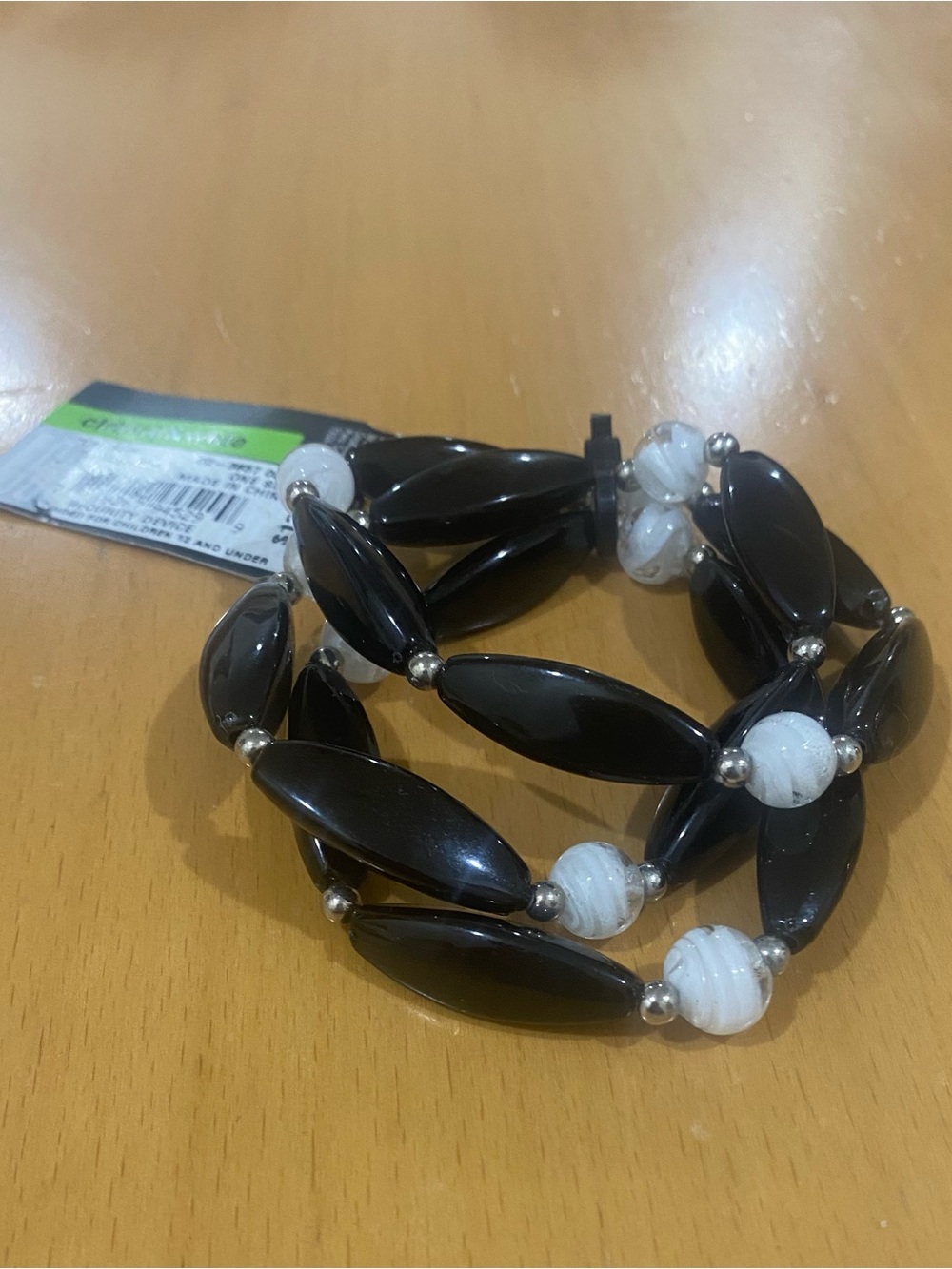 Mixit Black and White Stretch Beaded Bracelet